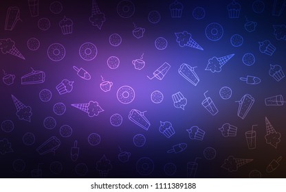 Dark Pink, Blue vector texture with sweets, candies. Beautiful colored illustration with candies in doodle style. Doodle design for your business advert of cafes.