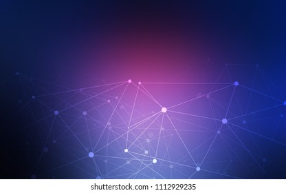 Dark Pink, Blue vector texture with disks, lines. Colorful illustration with circles and lines in futuristic style. Pattern can be used for ads, leaflets.