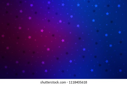 Dark Pink, Blue vector texture with beautiful stars. Decorative shining illustration with stars on abstract template. Smart design for your business advert.