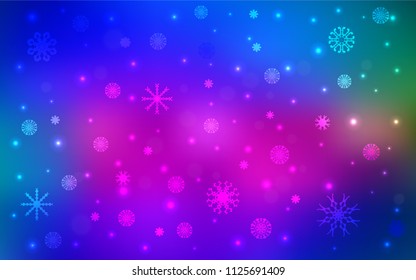 Dark Pink, Blue vector texture with colored snowflakes. Modern geometrical abstract illustration with crystals of ice. The pattern can be used for year new  websites.
