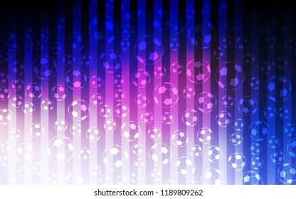 Dark Pink, Blue vector texture with soccer balls. Illustration with set of soccer balls on gradiental backdrop. Pattern for ads of football championship.