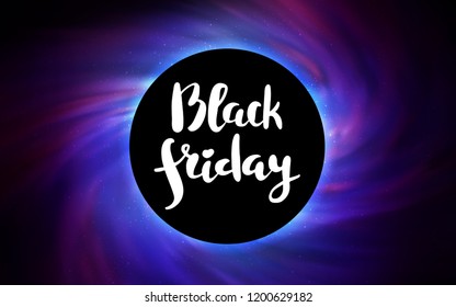 Dark Pink, Blue vector texture with a black hole, galaxy. Illustration with colorful milky way stars and a black hole. Backdrop for super sales on Black Friday.