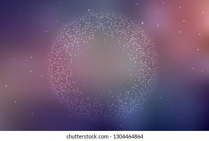 Dark Pink, Blue vector texture with milky way stars. Glitter abstract illustration with colorful cosmic stars. Smart design for your business advert.