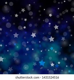 Dark Pink, Blue vector texture with circles, stars. Colorful disks, stars on simple gradient background. Template for business cards, websites.