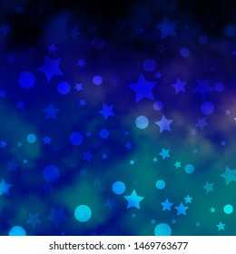 Dark Pink, Blue vector texture with circles, stars. Colorful disks, stars on simple gradient background. Texture for window blinds, curtains.