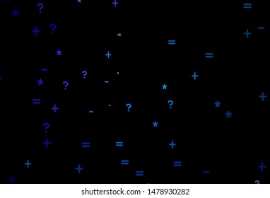 Dark Pink, Blue vector texture with mathematic symbols. Modern geometrical illustration with numerals. Pattern for posters, banners of math books.