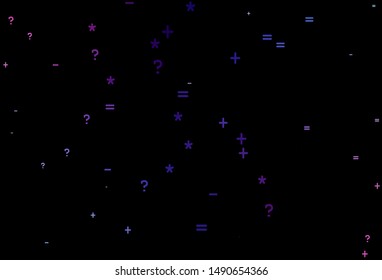 Dark Pink, Blue vector texture with mathematic symbols. Blurred design in simple style with collection of numerals. Pattern for ad, booklets, leaflets of education.