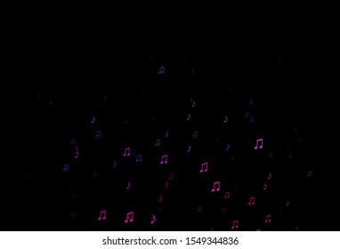 Dark Pink, Blue vector texture with musical notes. Decorative design in abstract style with music shapes. Pattern for festival leaflets.