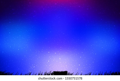 Dark Pink, Blue vector texture with milky way stars. Glitter abstract illustration with colorful cosmic stars. Smart design for your business advert.