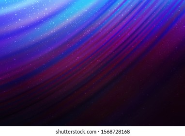 Dark Pink, Blue vector texture with milky way stars. Space stars on blurred abstract background with gradient. Pattern for futuristic ad, booklets.