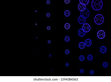 Dark Pink, Blue vector texture with religion symbols. Illustration with magical signs of spiritual power. Simple base for your occult design.