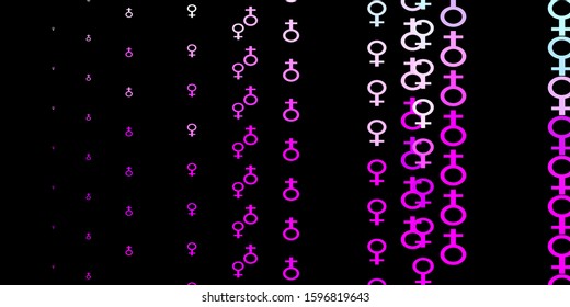 Dark Pink, Blue vector texture with women's rights symbols. Colorful feminism symbols with a gradient in modern style. Elegant design for wallpapers.