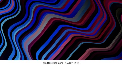 Dark Pink, Blue vector texture with wry lines. Colorful illustration in abstract style with bent lines. Template for cellphones.
