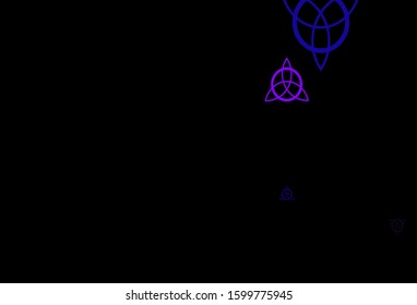 Dark Pink, Blue vector texture with religion symbols. Retro design in abstract style with witchcraft forms. Background for esoteric, mystic designs.