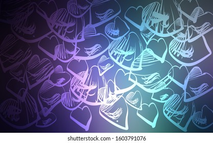 Dark Pink, Blue vector texture with lovely hearts. Beautiful colored illustration with hearts in celebration style. Pattern for marriage gifts, congratulations.
