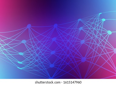 Dark Pink, Blue vector texture with artificial intelligence concept. Shining illustration with AI shapes on abstract template. Pattern for  poster, banner of technology.