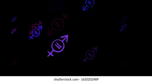 Dark Pink, Blue vector texture with women's rights symbols. Abstract illustration with a depiction of women's power. Design for International Women’s Day.