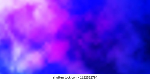 Dark Pink, Blue vector texture with cloudy sky. Gradient illustration with colorful sky, clouds. Pattern for your booklets, leaflets.