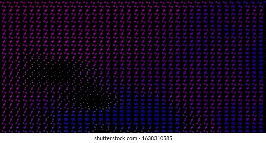 Dark Pink, Blue vector texture with religion symbols. Colorful vintage illustration with gradient alchemy shapes. Background for esoteric, mystic designs.