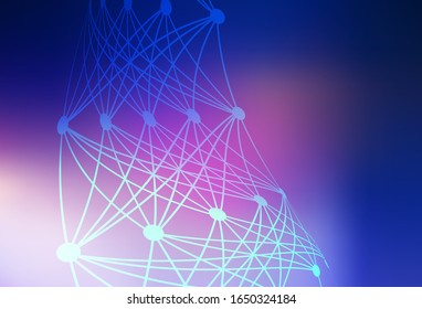 Textura vectorial azul oscuro rosa con concepto de inteligencia artificial. Estructura de IA coloreada con líneas y puntos degradados. Diseño inteligente para la promoción de datos de ofertas.