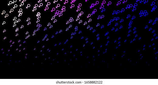 Dark Pink, Blue vector texture with women's rights symbols. Simple design in abstract style with women’s rights activism. Elegant design for wallpapers.