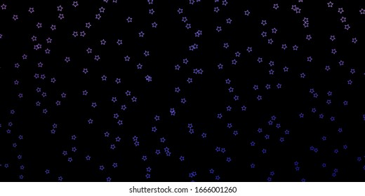 Dunkelrosa, blaue Vektorillustration Textur mit schönen Sternen. Farbige Illustration mit kleinen und großen Sternen. Muster für Webseiten, Landing-Seiten.