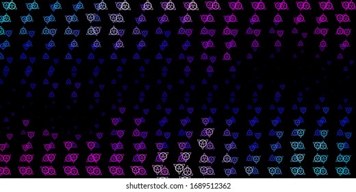 Dark Pink, Blue vector texture with religion symbols. Retro design in abstract style with witchcraft forms. Best design halloween events.