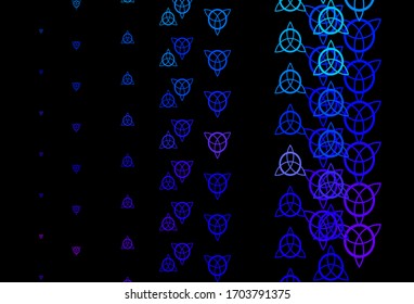 Dark Pink, Blue vector texture with religion symbols. Retro design in abstract style with witchcraft forms. Design for magic, spiritual events.