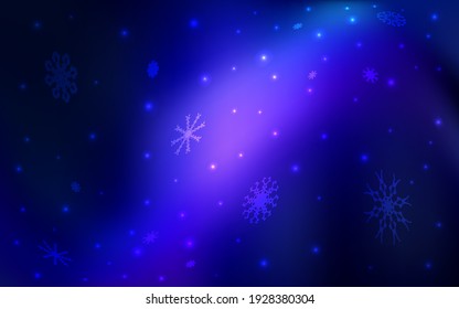 Dark Pink, Blue vector texture with colored snowflakes. Decorative shining illustration with snow on abstract template. The pattern can be used for new year ad, booklets.