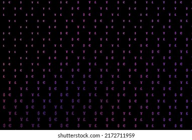 Textura vectorial azul rosa oscuro con símbolos financieros. Diseño desenfocado con símbolos de dólar, USD, ee.uu. Plantilla para anuncios de mercados, préstamos.