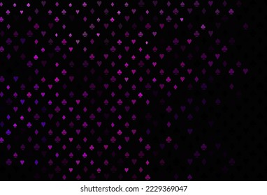 Dark pink, blue vector texture with playing cards. Glitter abstract sketch with isolated symbols of playing cards. Pattern for leaflets of poker games, events.