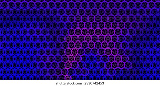Dark Pink, Blue vector texture with religion symbols. Abstract illustration with gothic gradient shapes. Background for esoteric, mystic designs.