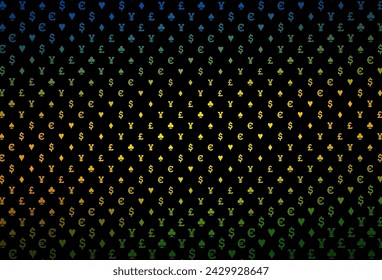 Dark pink, blue vector texture with playing cards. Glitter abstract sketch with isolated symbols of playing cards. Template for business cards of casinos.