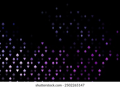 Dark Pink, Blue vector texture with playing cards. Colorful gradient with signs of hearts, spades, clubs, diamonds. Pattern for ads of parties, events in Vegas.