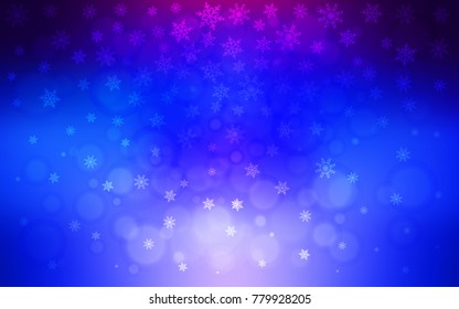 Dark Pink, Blue vector texture with colored snowflakes. Modern geometrical abstract illustration with crystals of ice. New year design for your business advert.
