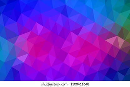 Dark Pink, Blue vector triangle mosaic template. Polygonal abstract illustration with gradient. Textured pattern for your backgrounds.