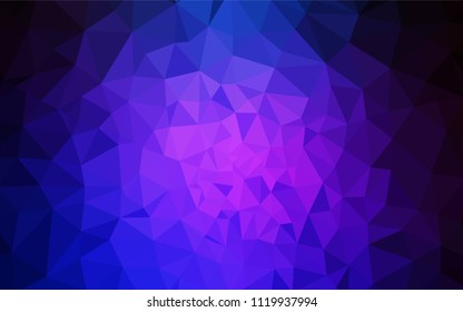 Dark Pink, Blue vector triangle mosaic cover. Polygonal abstract illustration with gradient. Triangular pattern for your design.