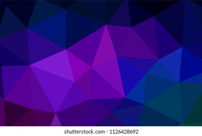 Dark Pink, Blue vector triangle mosaic template. Triangular geometric sample with gradient.  Triangular pattern for your design.