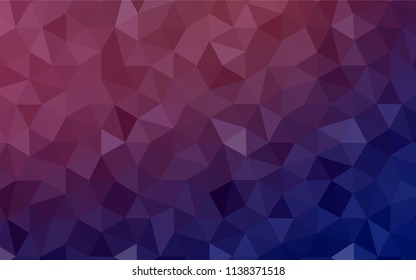 Dark Pink, Blue vector triangle mosaic texture. Triangular geometric sample with gradient.  Brand new style for your business design.