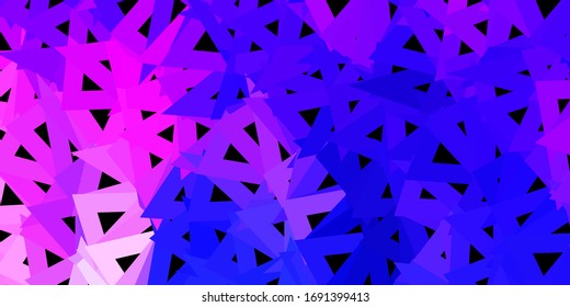 Fondo de mosaico de tres ángulos azul, rosa oscuro y vectorial. Ilustración abstracta con triángulos de gradiente elegantes. Fondo de pantalla de tus aplicaciones web.