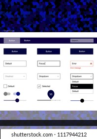 Dark Pink, Blue vector ui kit with dots. Beautiful ui ux kit with colorful dots in its header. Modern template for your landing page.