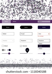 Dark Pink, Blue vector ui ux kit with circles. Modern Style guide with colorful gradient circles in its header. Beautiful layout for websites, landing pages.