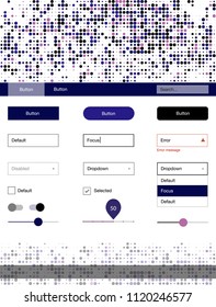 Dark Pink, Blue vector ui kit with dots. Modern Style guide with colorful gradient circles in its header. This template you can use for landing pages.