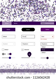 Dark Pink, Blue vector ui kit with dots. Beautiful ui ux kit with colorful dots in its header. Modern template for your landing page.