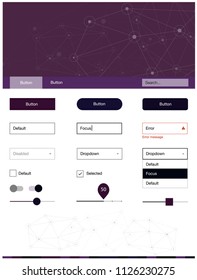 Dark Pink, Blue vector ui ux kit in triangular style with circles. Simple Material Design Kit with colorful triangles, circles. This template you can use for websites.