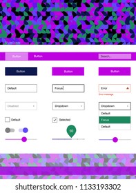 Dark Pink, Blue vector ui ux kit with circles. Beautiful ui ux kit with colorful dots in its header. Beautiful layout for websites, landing pages.