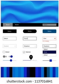 Dark Pink, Blue vector ui ux kit with lines, ovals. Modern gradient abstract illustration with bandy lines. This template you can use for websites.