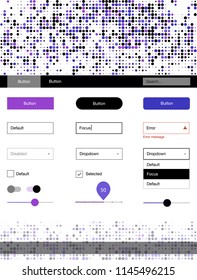 Dark Pink, Blue vector ui ux kit with circles. Colorful Style guide with circles on abstract background. This template you can use for landing pages.