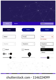 Dark Pink, Blue vector ui kit in polygonal style with circles. Ui kit design in abstract style with colorful crystals, circles. Modern template for your landing page.