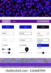 Dark Pink, Blue vector ui ux kit with circles. Simple Material Design Kit with colorful dots in header. This sample is for your landing page.
